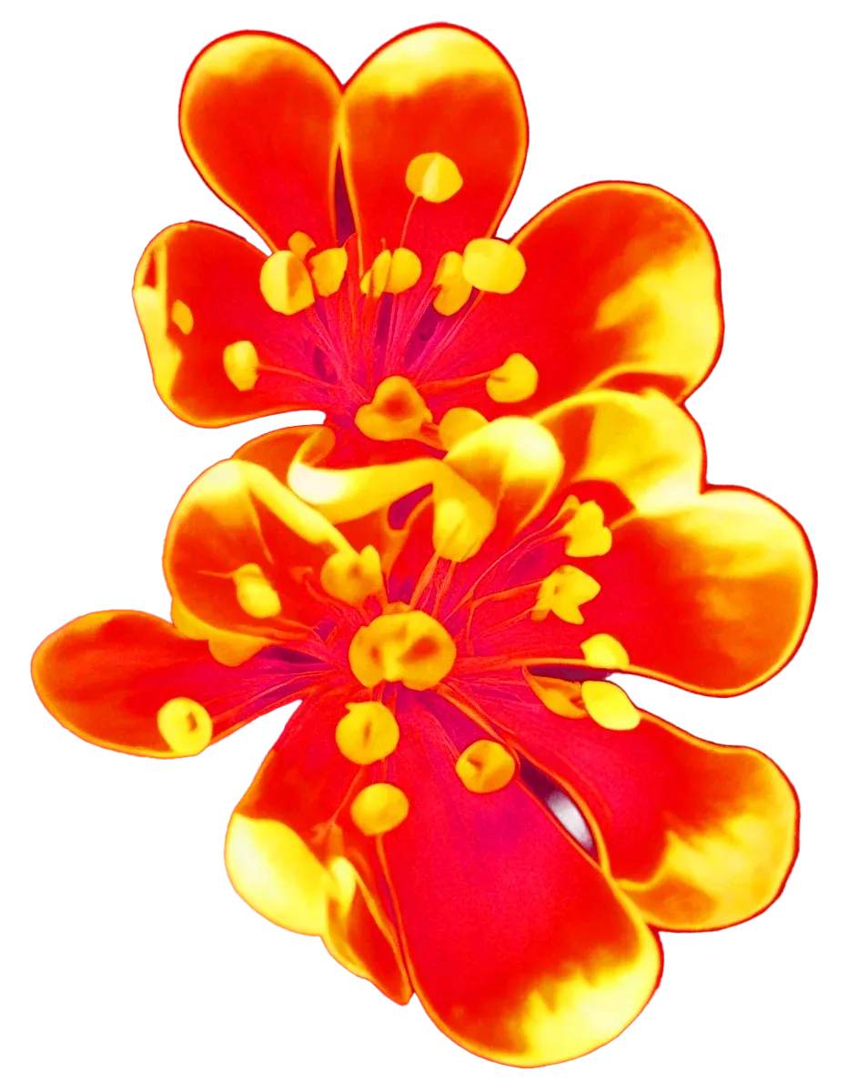 The flower in red and orange